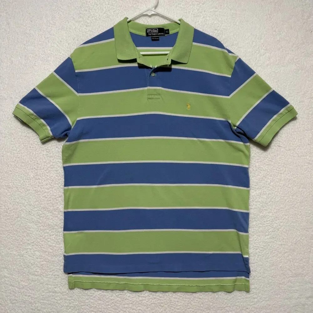 VTG Polo Ralph Lauren Green Blue Polo Golf Shirt Size XL